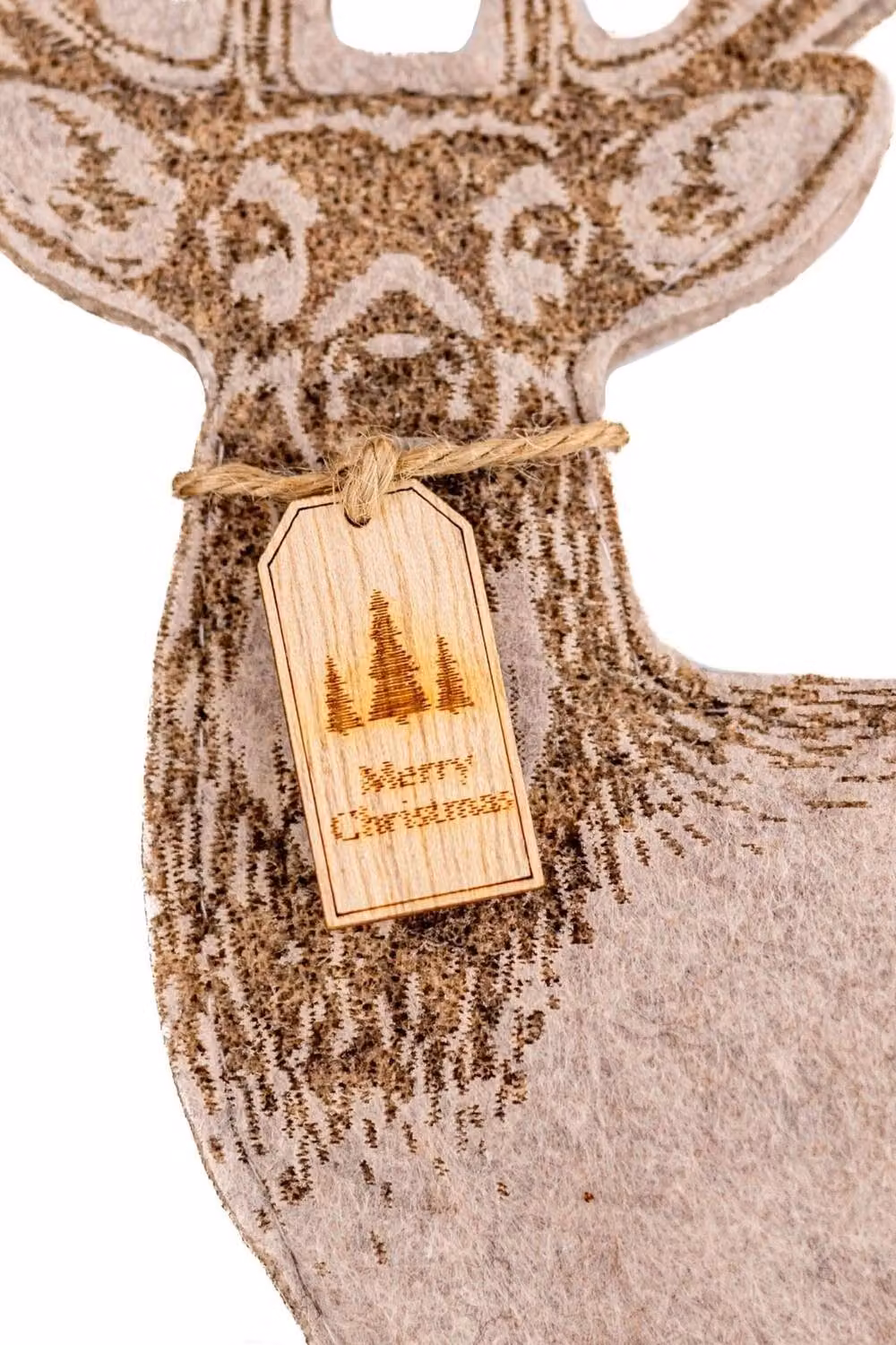 Marco Paul Rustic Wooden Stag Christmas Tabletop Ornament in Brown – 3