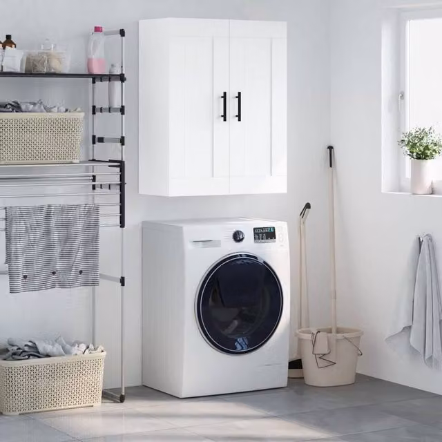Berkfield Home Wall Mounted Cabinet in White, W/D/H: 69.5 x 34 x 90 cm – 1
