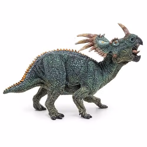 Papo Styracosaurus Dinosaur Figure, Green and Multicolour, Dinosaurs Collection