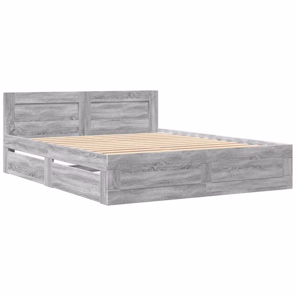 Berkfield Home Grey Sonoma Bed Frame with Headboard and Drawers, W/D/H: 160 x 200 cm – 2