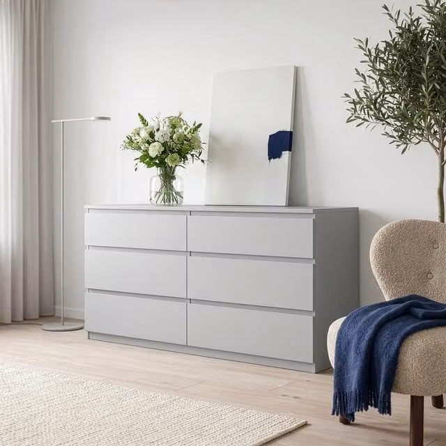 Furniture To Go Edmore 6 Drawer Wide Chest in Light Grey
