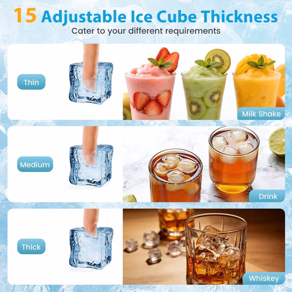Costway Commercial Ice Maker in Silver with 23 kg/24h Production and 5 kg Storage Capacity – 3