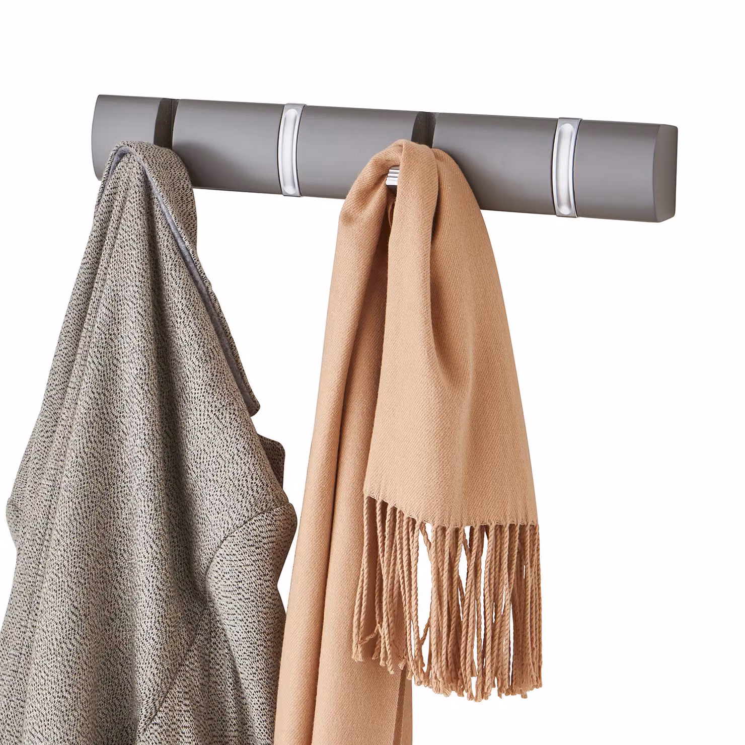 House Of Home 4 Satin Chrome Metal Hanging Hooks on Grey Board – 2