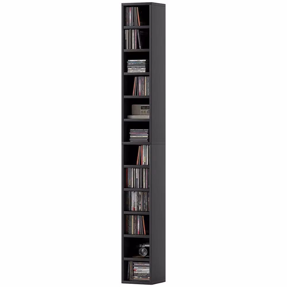 Rolipo 204 CD Tall Narrow Media Storage Tower in Matt Black – 2