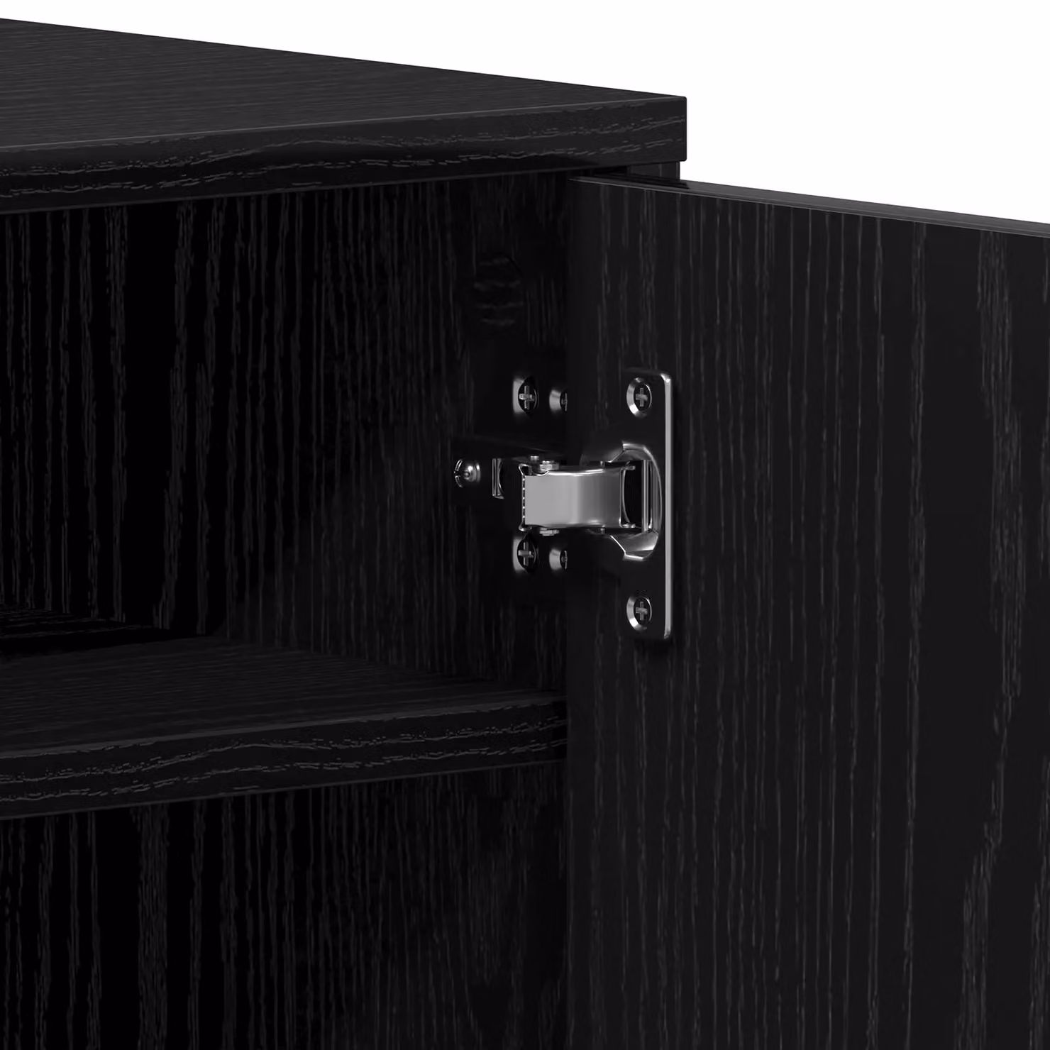 Berkfield Home Modern Black Oak MDF Shoe Cabinet with Hinged Doors and Internal Shelves – 3