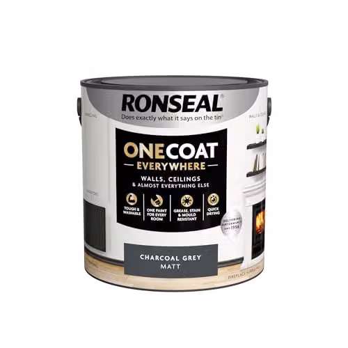 Ronseal One Coat Everywhere Matt Wood Paint, Grey, 2.5l – 3
