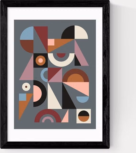 East End Prints Graphic IX Framed Abstract Geometric Art Print in Black and Multicolour