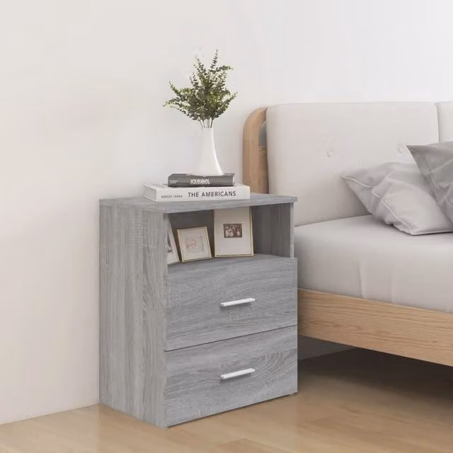 Berkfield Home Bed Cabinet in Grey Sonoma, W/D/H: 50 x 32 x 60 cm
