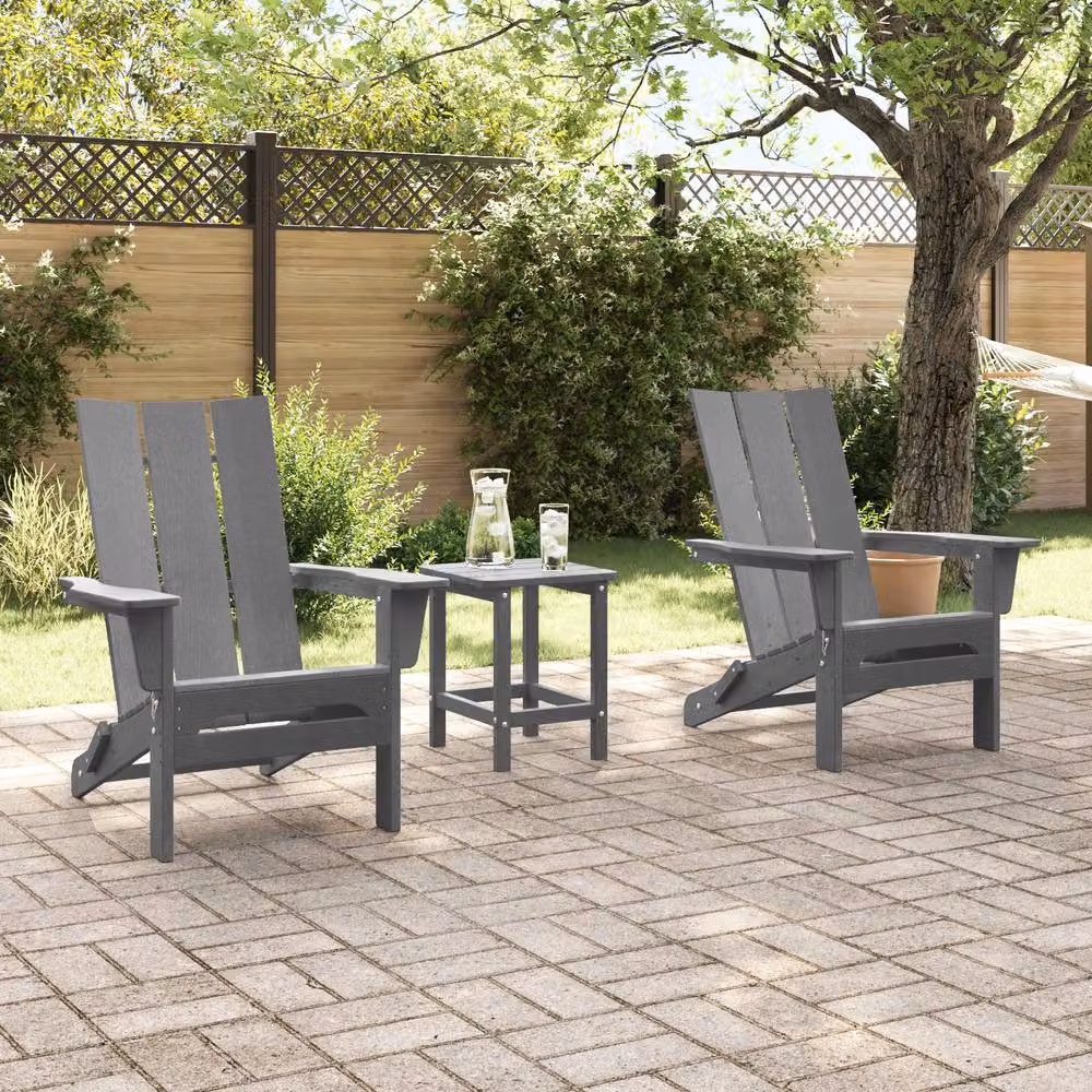Berkfield Home 3 Piece Modern Garden Lounge Set in Light Grey HDPE – 3