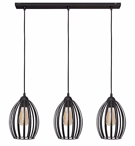 Netlighting Helam Dali Straight Bar Pendant Ceiling Light in Black, 70 cm