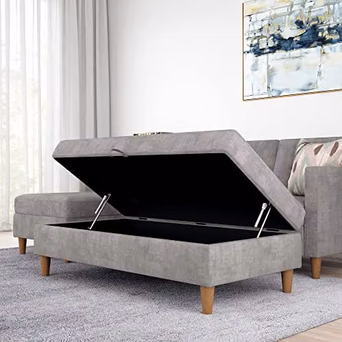 DHP Furniture Hartford Storage Ottoman in Grey Chenille – 2