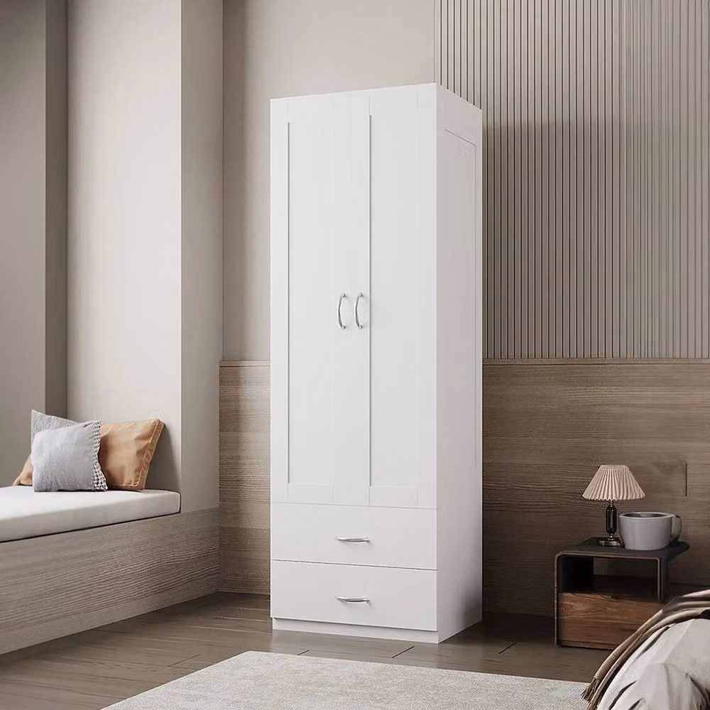 KORVIXA White Modern Bedroom Wardrobe with Integrated Drawers and Hinged Doors, W/D/H: 100 x 40 x 180 cm – 3