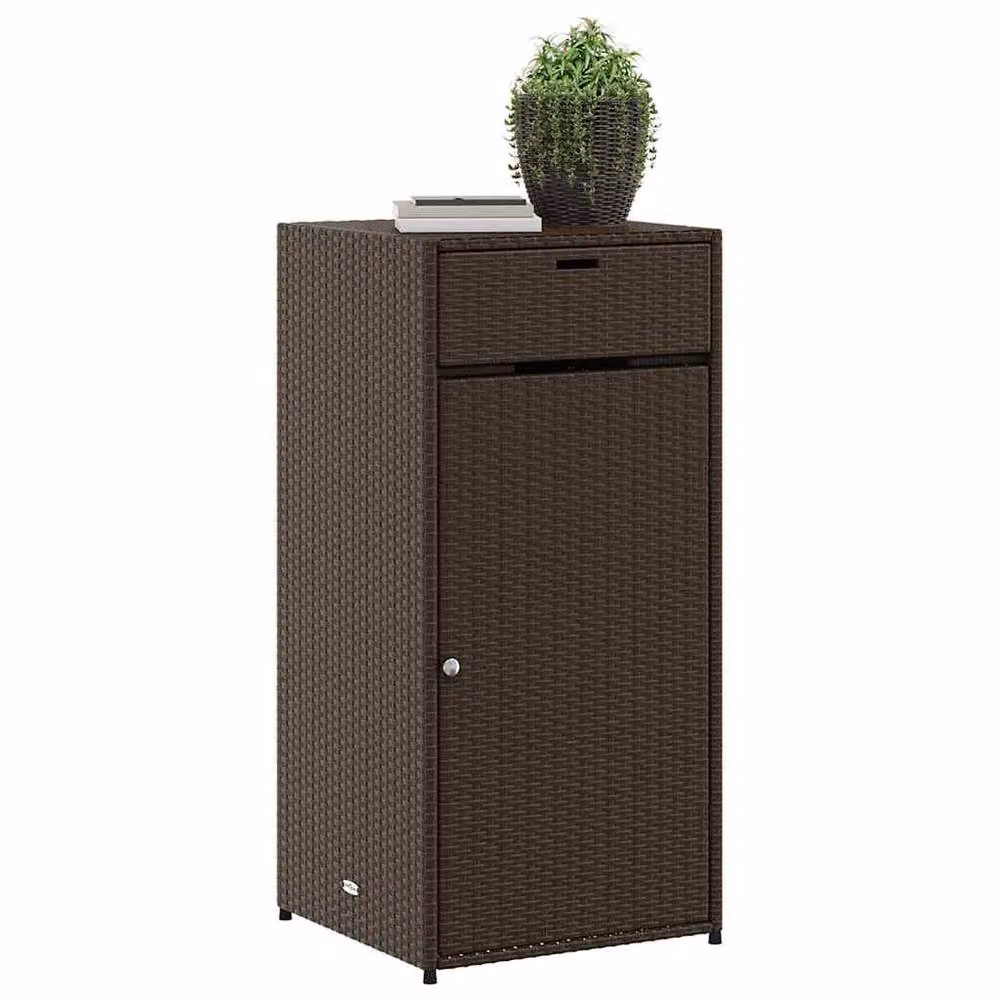 Berkfield Home Brown Poly Rattan Garden Storage Cabinet W/D/H: 55 x 55 x 111 cm – 4