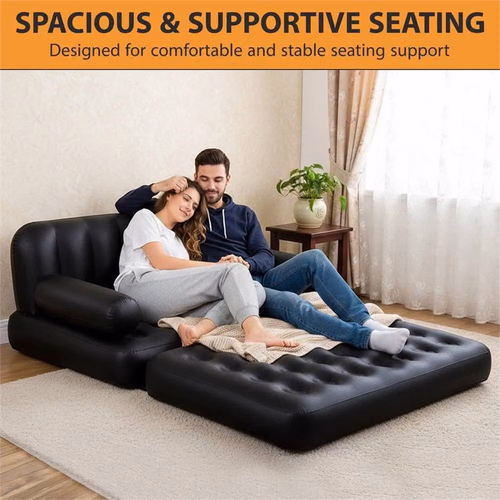 Nordara 5-in-1 Fast Inflatable Double Sofa Mattress in Black, W: 100 cm, H: 15 cm, D: 15 cm – 4
