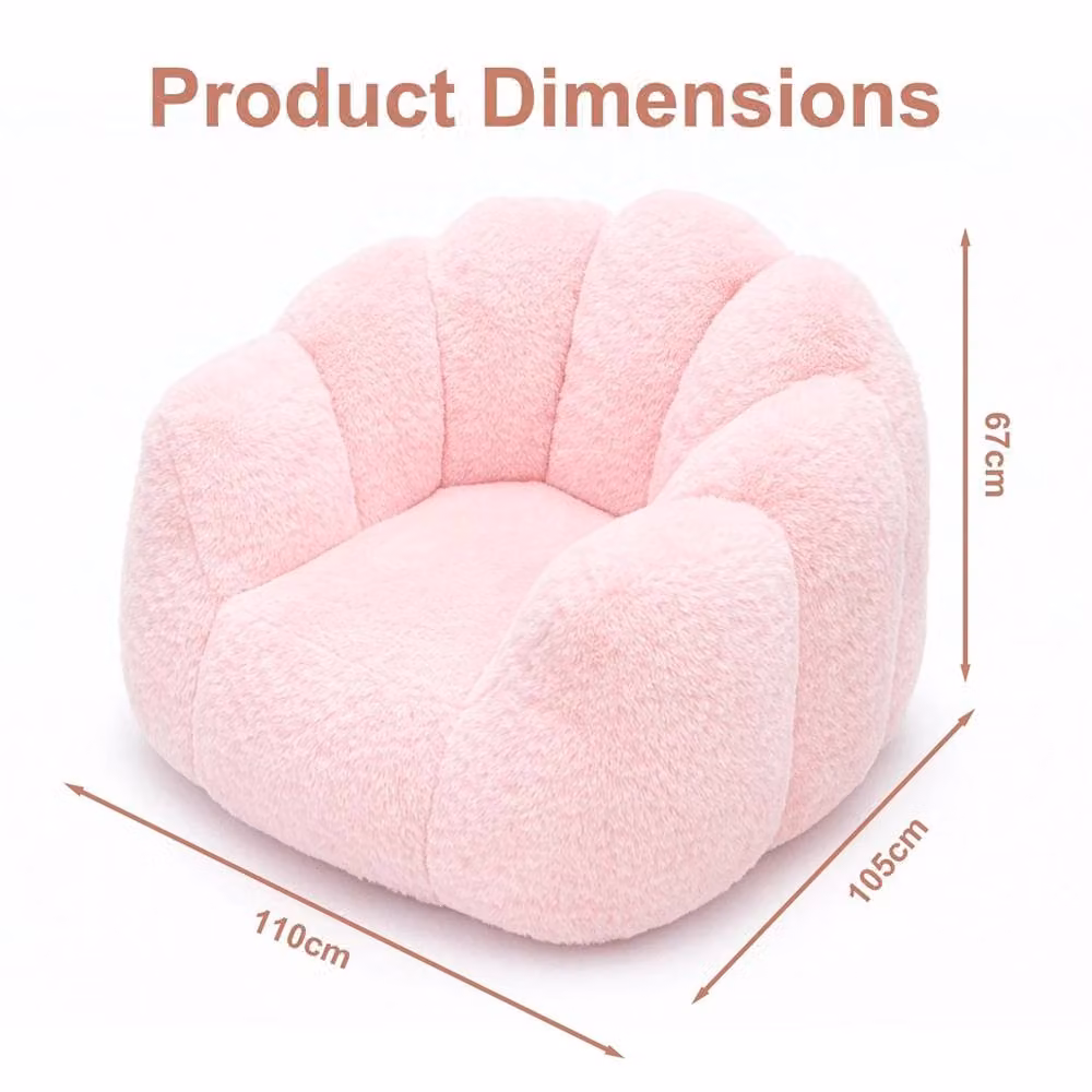 Nordara Pink Floral Faux Fur Bean Bag Chair with Shredded Memory Foam Filling, W/D/H: 110 x 105 x 67 cm – 2