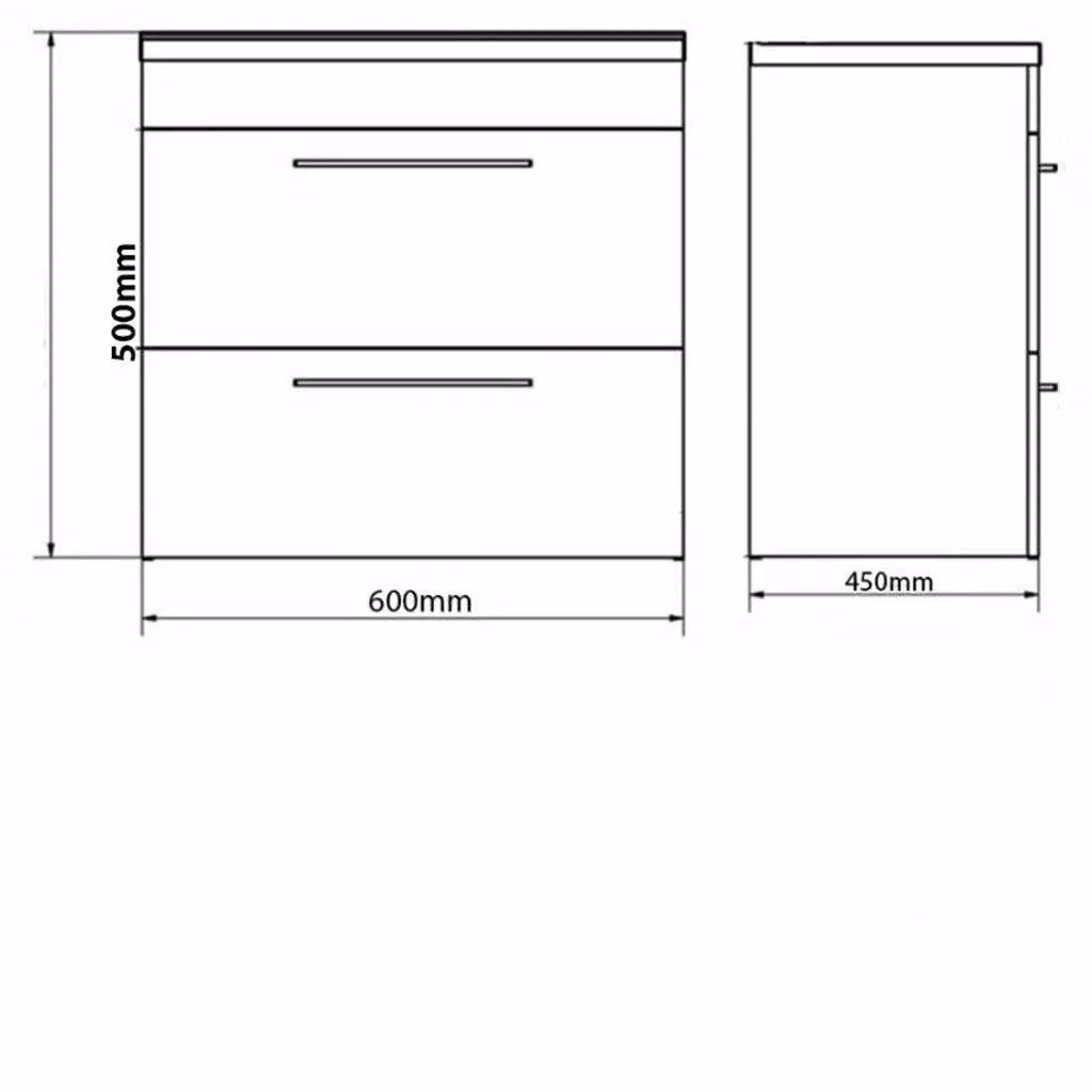 Clifton Grey Gloss 2 Drawer Hung Unit with Ceramic Basin, Width: 60 cm – 3
