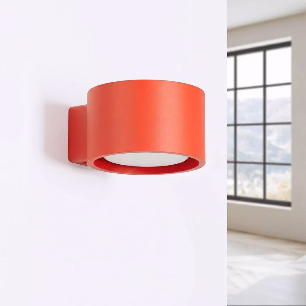 Sollux Lighting minimalist round wall lamp in red, W/D/H: 6 x 10 x 12 cm – 2