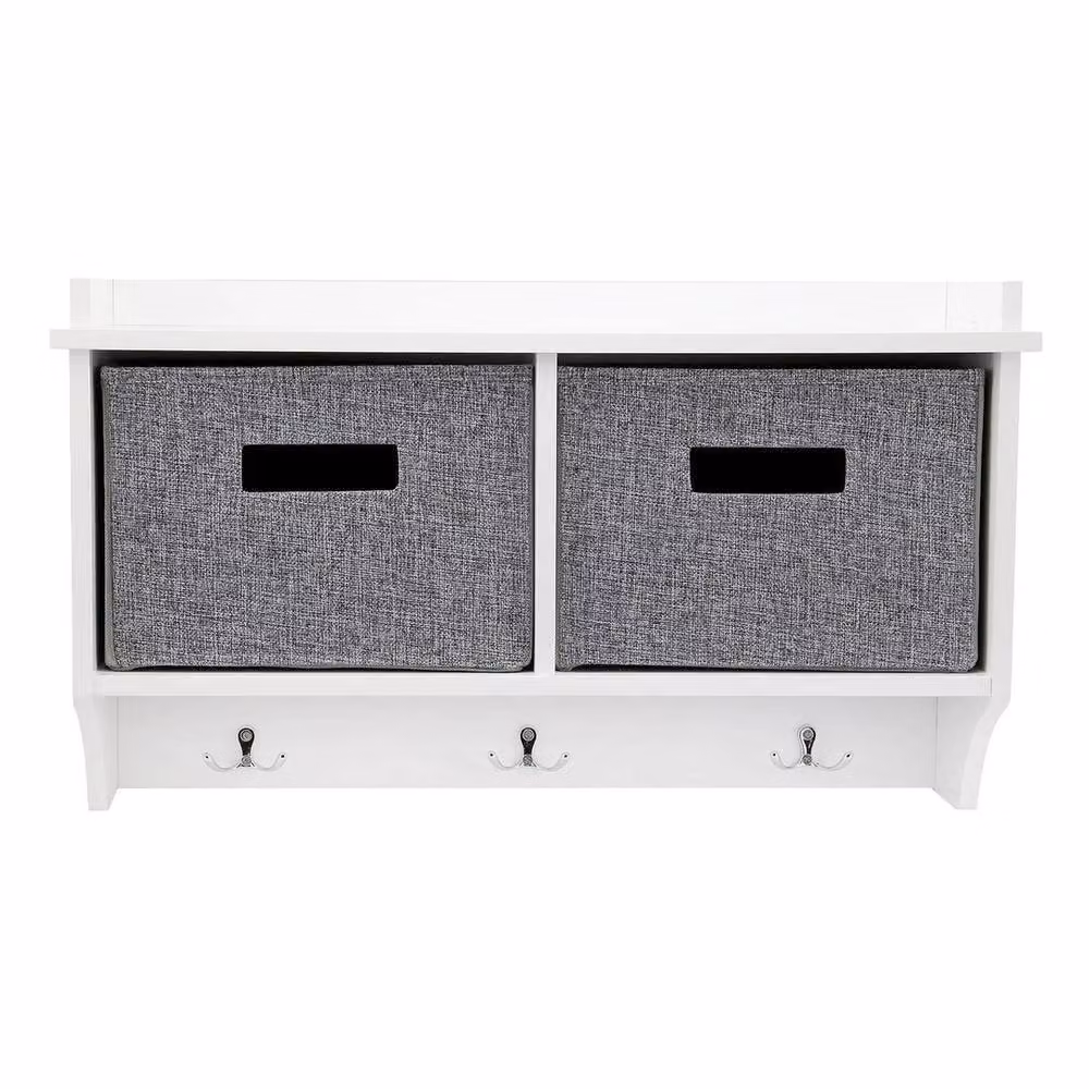 PAWNORA White Wooden 3 Hook Wall Mounted Coat Rack – 2