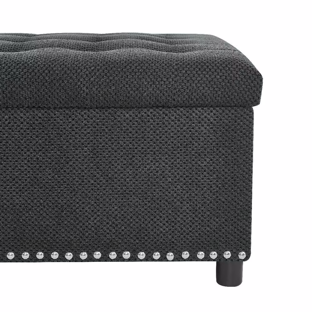 Rolipo Dark Grey Square Fabric Storage Ottoman – 5
