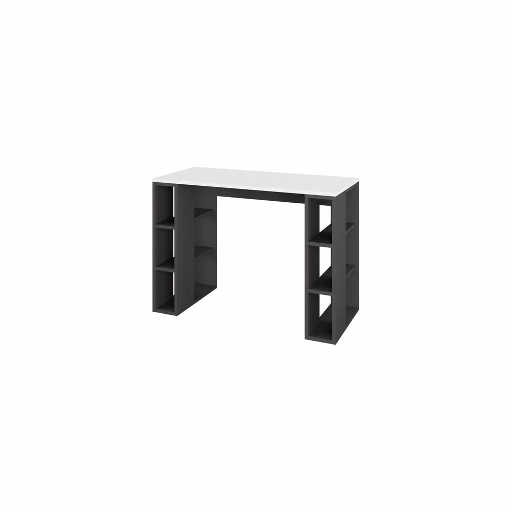 Decortie Colmar Modern Writing Desk with Integrated Open Shelves in Grey, 3 Pack – 2