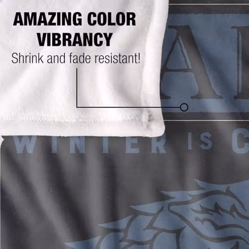 Warner Bros. Game of Thrones House Stark Sigil Super Soft Fleece Throw Blanket, Multicolour, W: 127 cm x D: 152 cm – 3