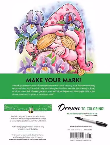 Dover Creative Haven Gardens & Gnomes: Draw the Lines! Multicolour Paper Activity Book – 2