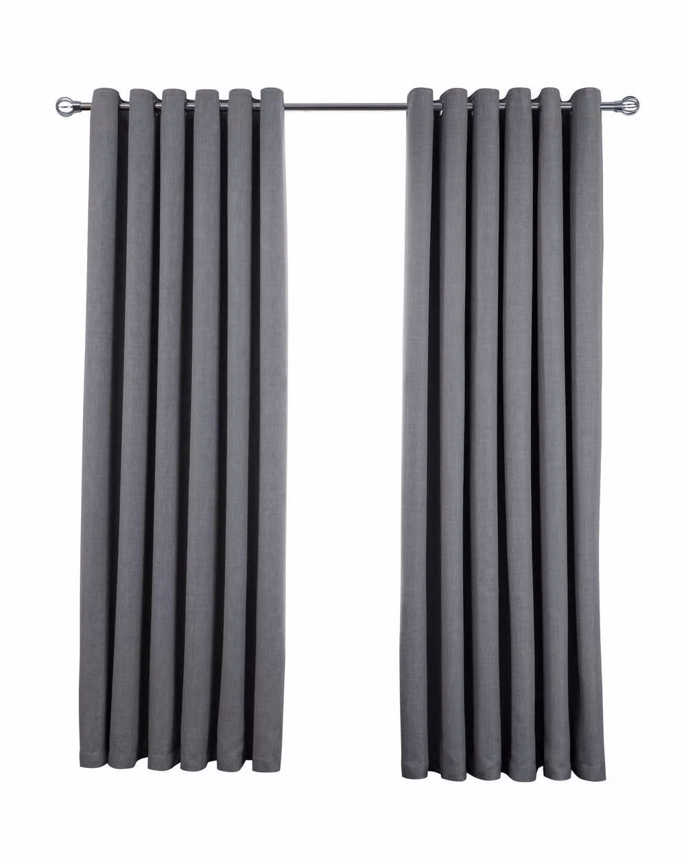 Smart Living Luxury Linen Look Eyelet Blackout Lined Curtains, 2 Panels in Grey, Width: 117 cm, Drop: 183 cm – 3