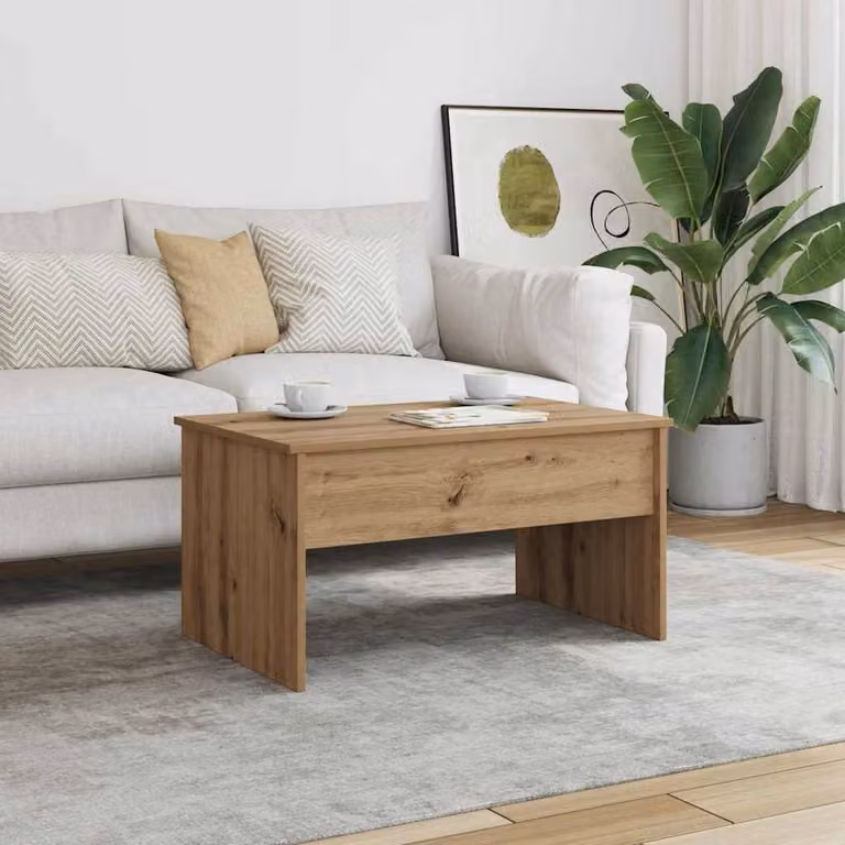 Berkfield Home Artisan Oak Coffee Table in Brown with Lift Mechanism, W: 80 cm, D: 50.5 cm, H: 41.5 cm
