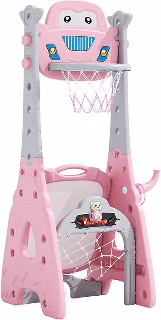 Komore Pink Toddler Basketball Stand with Drawing Board