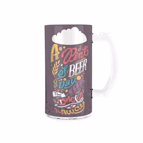 Purely Home Beer a Day Glass Tankard Stein, Purple, 450ml