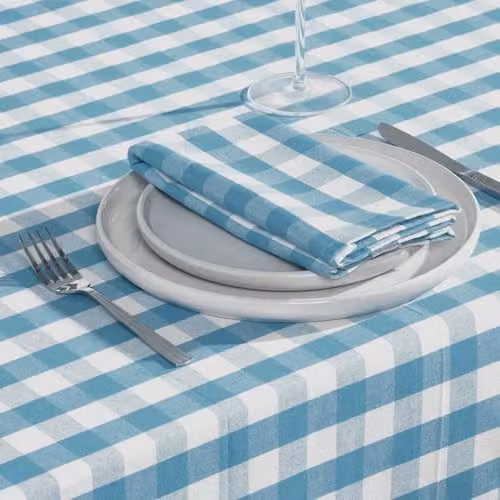 Homescapes Set of 4 Blue and White Checked Cotton Gingham Napkins, 45 x 45 cm – 2