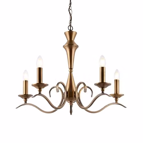 Endon 5 Light Classic Candle Chandelier in Brass – 1