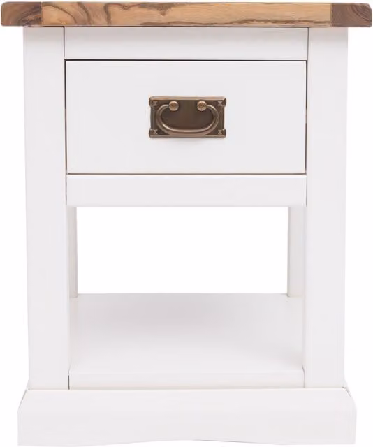 Cabinet Bits Cosenza 1 Drawer Bedside Table with Shelf in White and Brass Drop