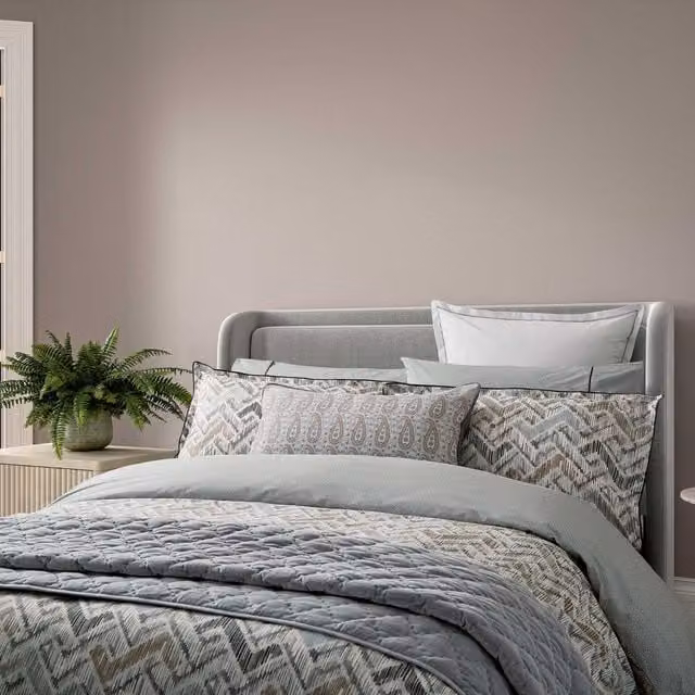 Bedeck of Belfast Danza Kingsize Reversible Cotton Percale Duvet Cover and Pillowcase Set, Grey