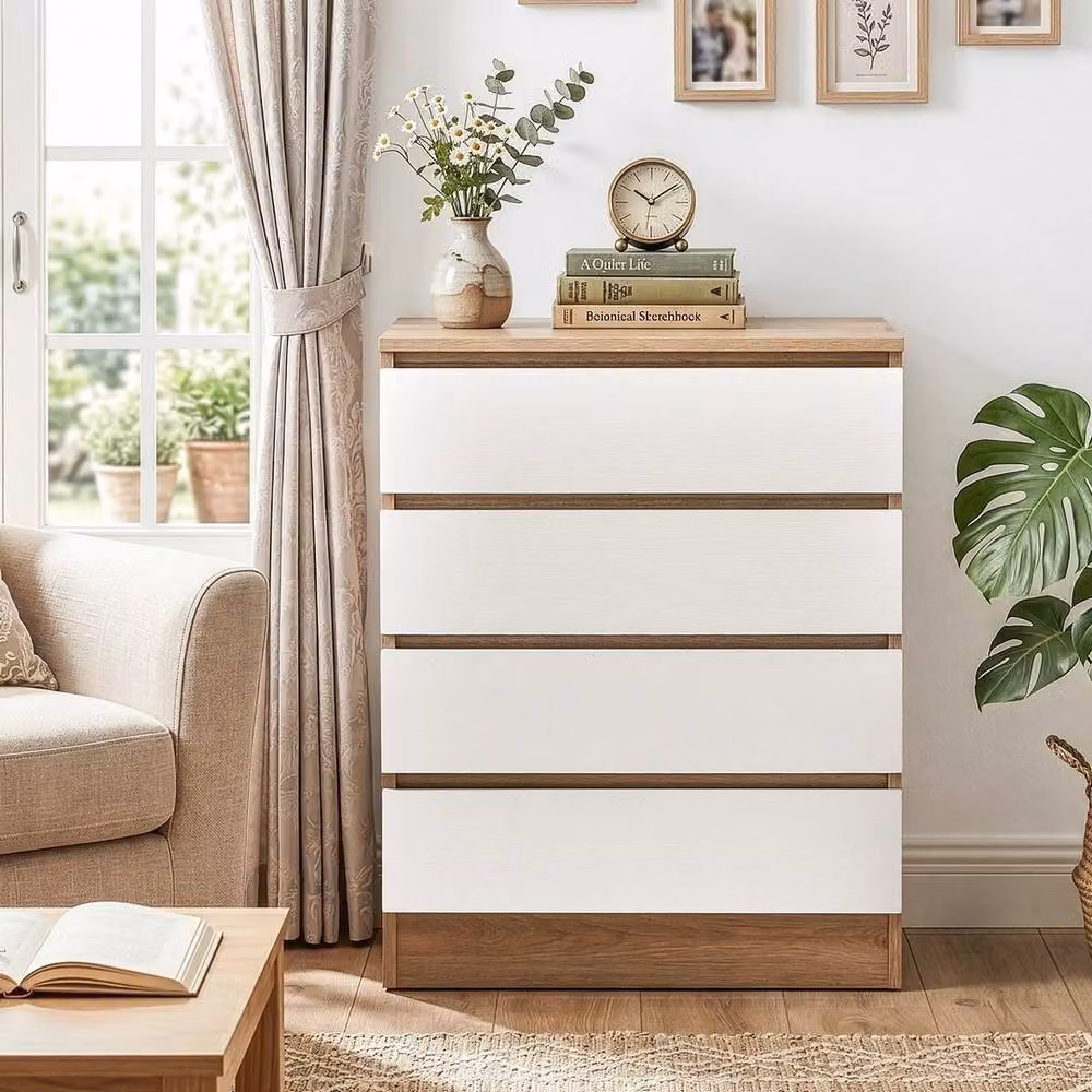 EONLION Modern Bedside Cabinet Nightstand in White, Width: 100 cm – 3