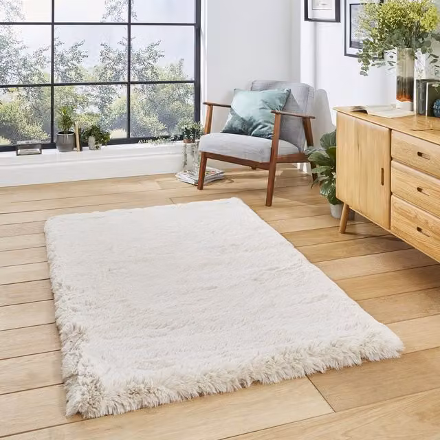 Terrys Super Teddy Plain Shaggy Rectangular Rug in Beige