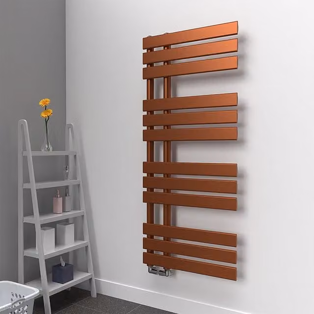 Lux Heat Open Flat Coloured Towel Radiator in Bronze, H: 118 cm, W: 50 cm