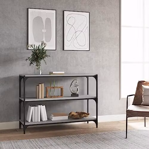 vidaXL Industrial Book Cabinet in Grey Sonoma, W/D/H: 100 x 33 x 70.5 cm – 2