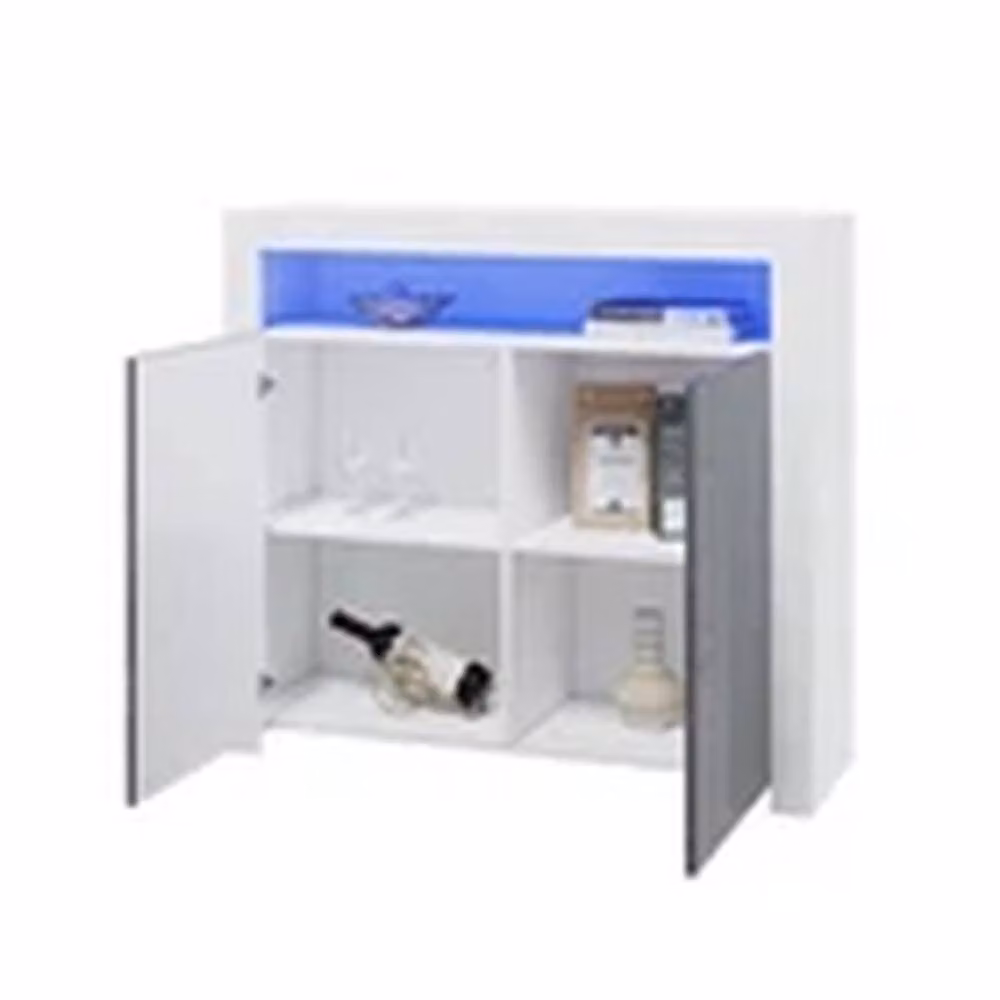 EONLION Contemporary Glossy Grey and White Display Cabinet Sideboard, W/D/H: 107.0 x 35.0 x 97.0 cm – 2