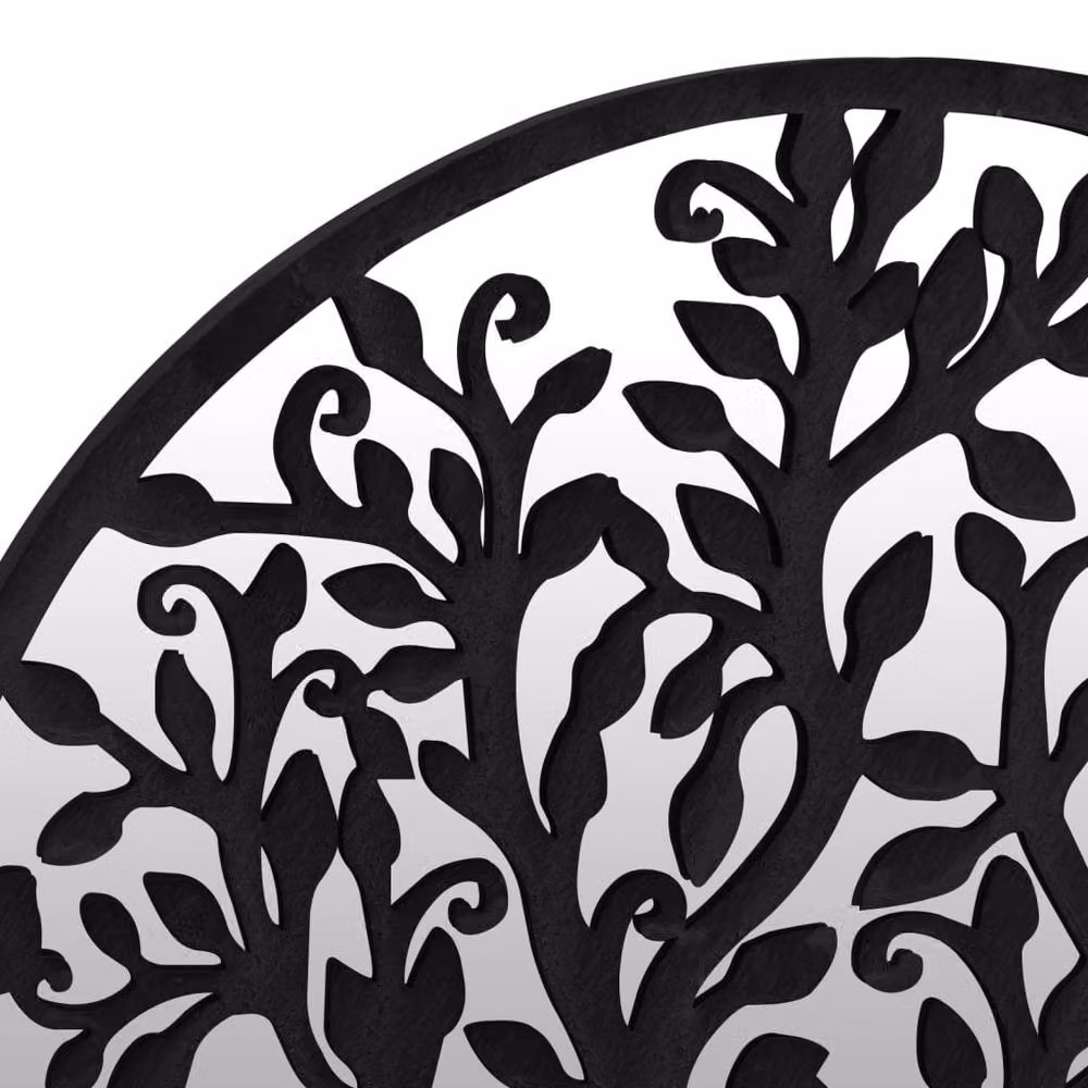 Berkfield Home Round Decorative Garden Mirror in Black Metal, W: 40 cm, D: 2.5 cm – 4