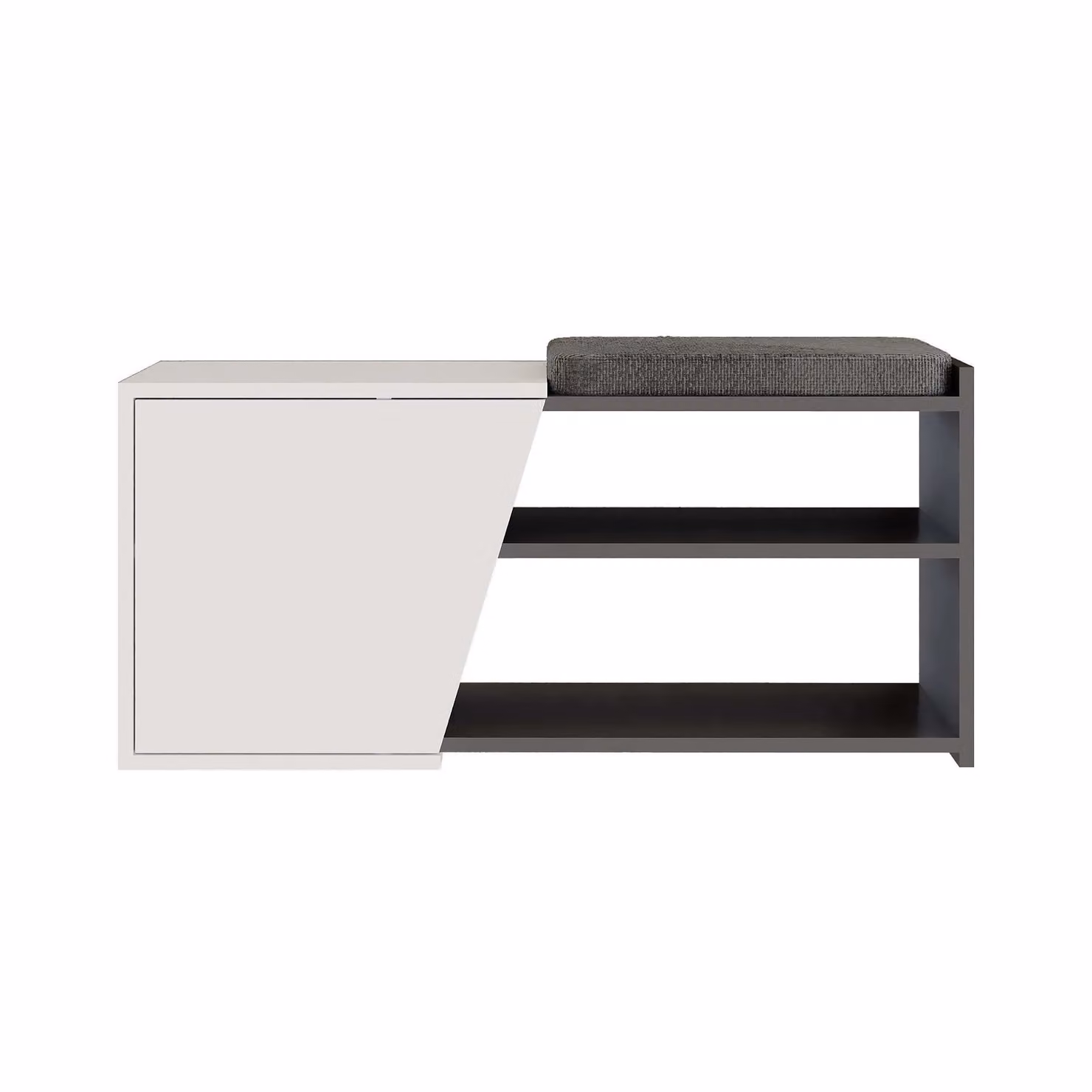 Decortie Fiona Modern Shoe Storage Bench with Cushioned Fabric Seat in White – 2