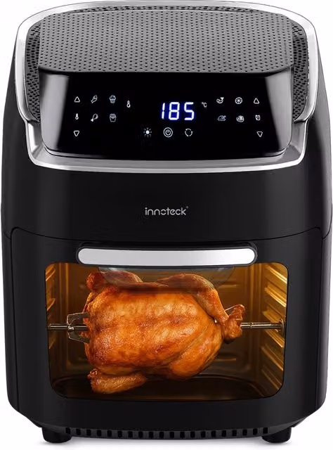 Innoteck 12L Digital Air Fryer Oven with 1800W Rotisserie and Touch Panel, Black