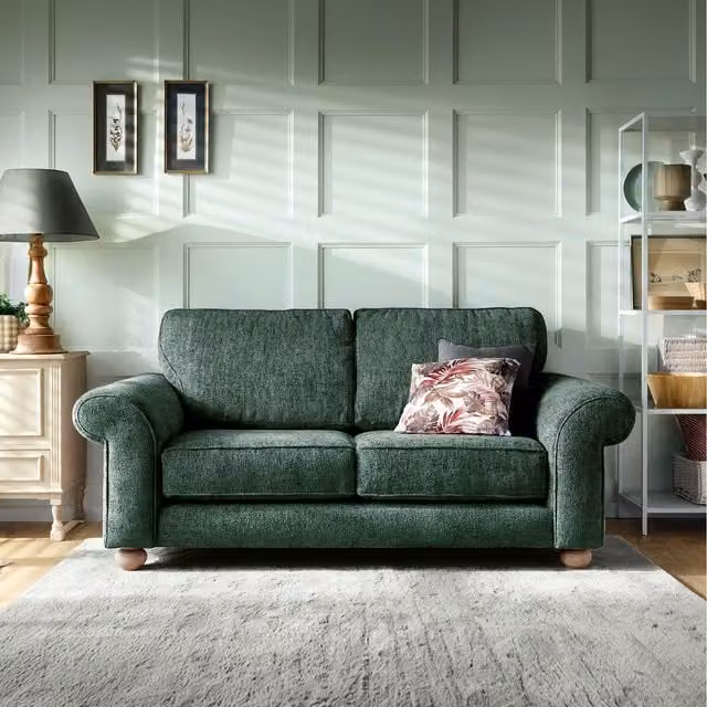 Abakus Direct Ingrid 2 Seater Upholstered Fabric Sofa in Jungle Green
