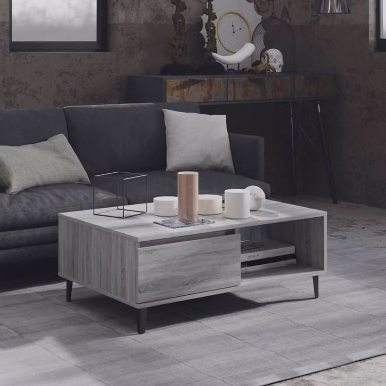 Berkfield Home Modern Grey Sonoma Coffee Table, W/D/H: 90 x 60 x 35 cm