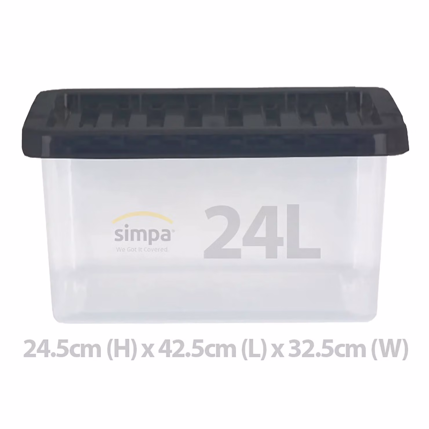 Simpa Set of 5 Stackable Plastic Storage Boxes with Lids, 24L, Transparent – 2