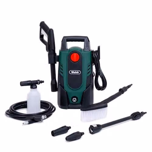 Webb 105 Bar Mains Pressure Washer and Accessories Kit in Green
