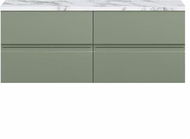 Balterley Mavesyn 4 Drawer Wall Hung Vanity Unit, Satin Green, W: 120 cm
