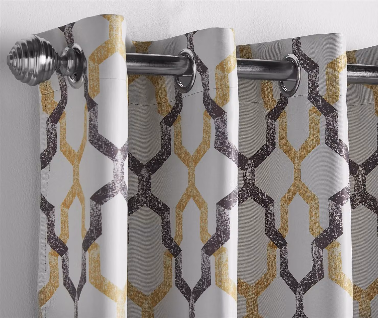 Luxury Living Geo Blackout Thermal Insulating Eyelet Curtains in Yellow and Blue, Width: 229 cm, Drop: 274 cm – 3