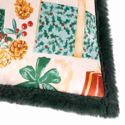 Furn All Wrapped Up Faux Fur and Velvet Square Cushion in Green, W/D/H: 50 x 50 x 50 cm – 3