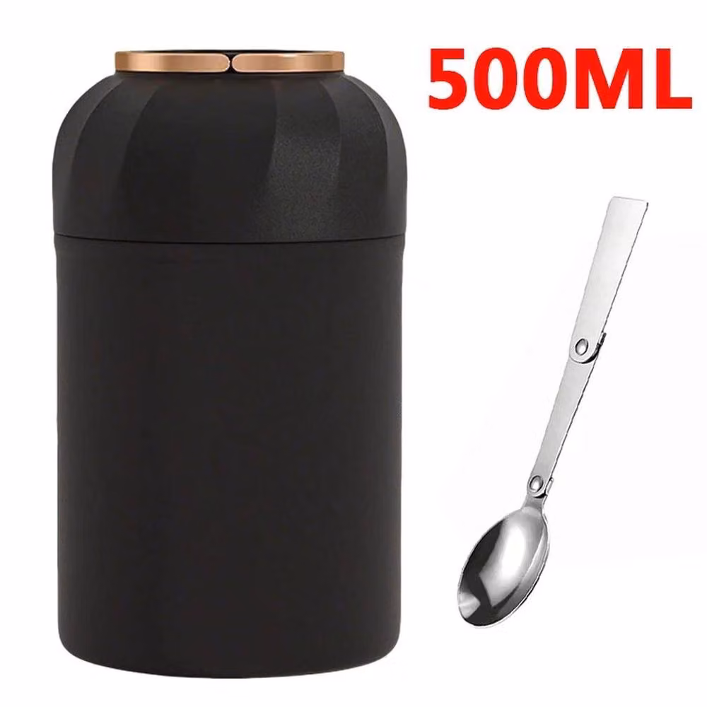 NESTLUNE Stainless Steel Hot Food and Soup Thermos Flask, Black, 500 ml – 2